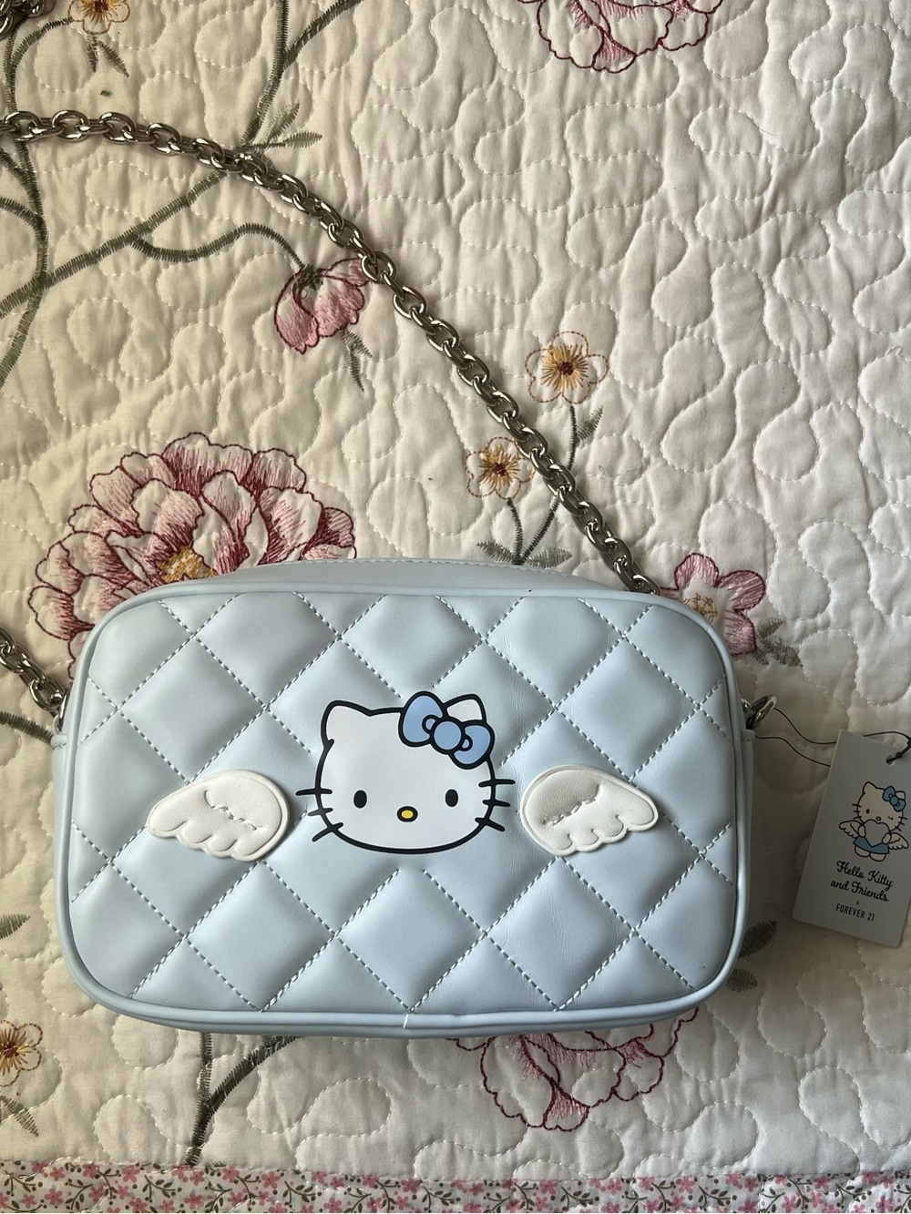 Forever 21 Light Blue Quilted Hello Kitty Crossbody